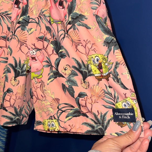 Abercrombie Kids-Nickelodeon Boys Spongebob Tropical Print Swim Shorts Size 9/10 - Picture 7 of 15